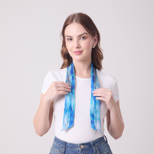 SILK SLIM SCARF AQUA