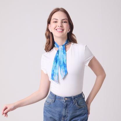 SILK SLIM SCARF AQUA