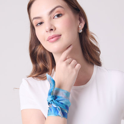 SILK SLIM SCARF AQUA