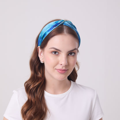 MULBERRY SILK HEADBAND AQUA