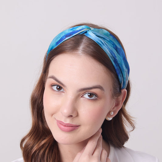 MULBERRY SILK HEADBAND AQUA
