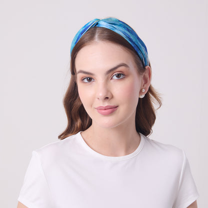 MULBERRY SILK HEADBAND AQUA