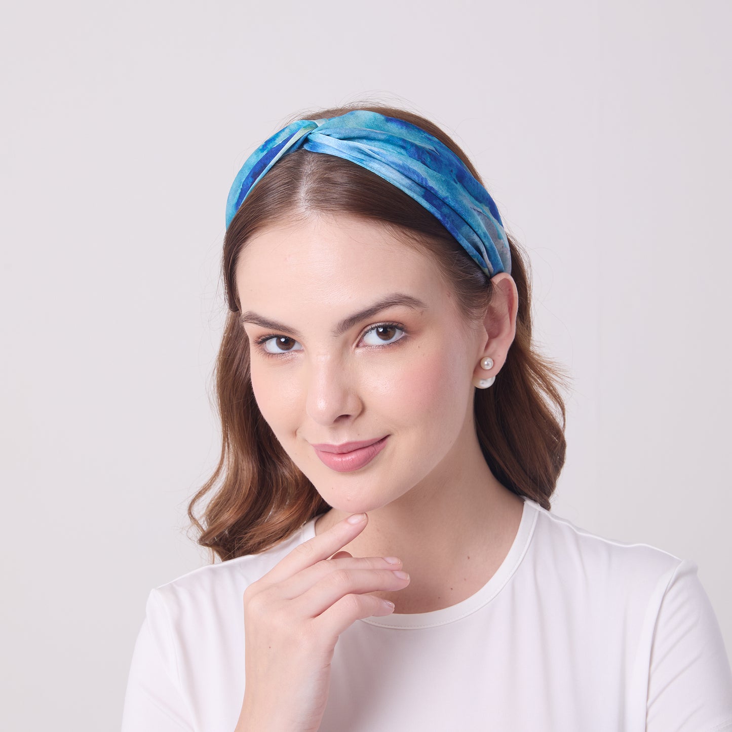 MULBERRY SILK HEADBAND AQUA
