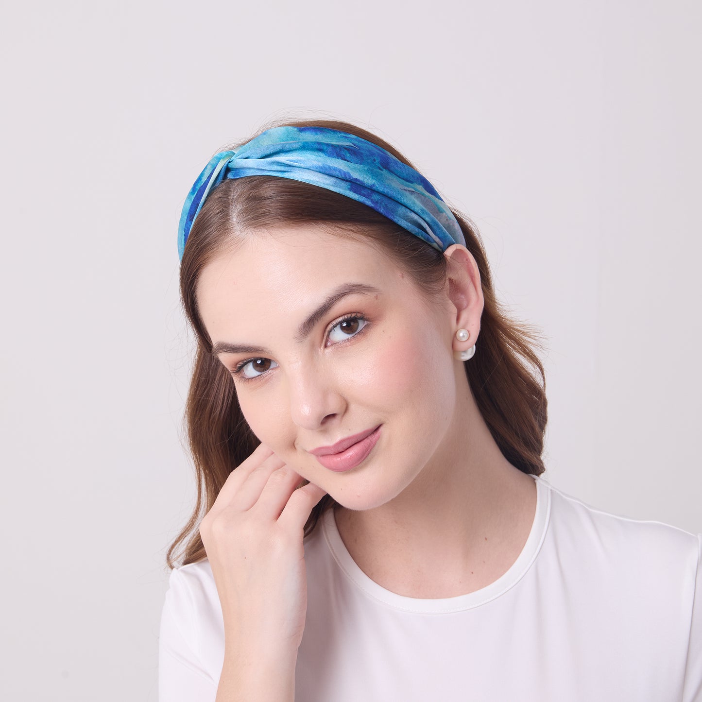 MULBERRY SILK HEADBAND AQUA