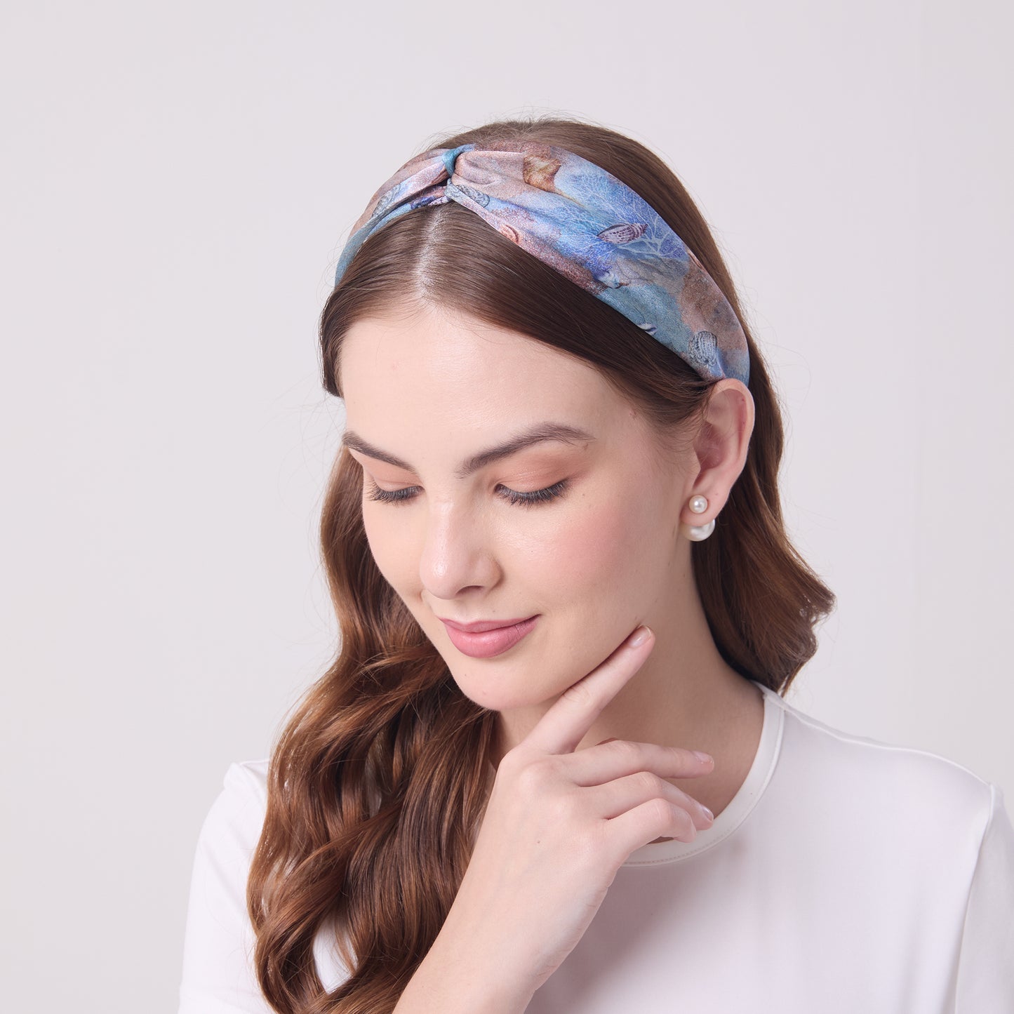 MULBERRY SILK HEADBAND CORALS AND SHELLS