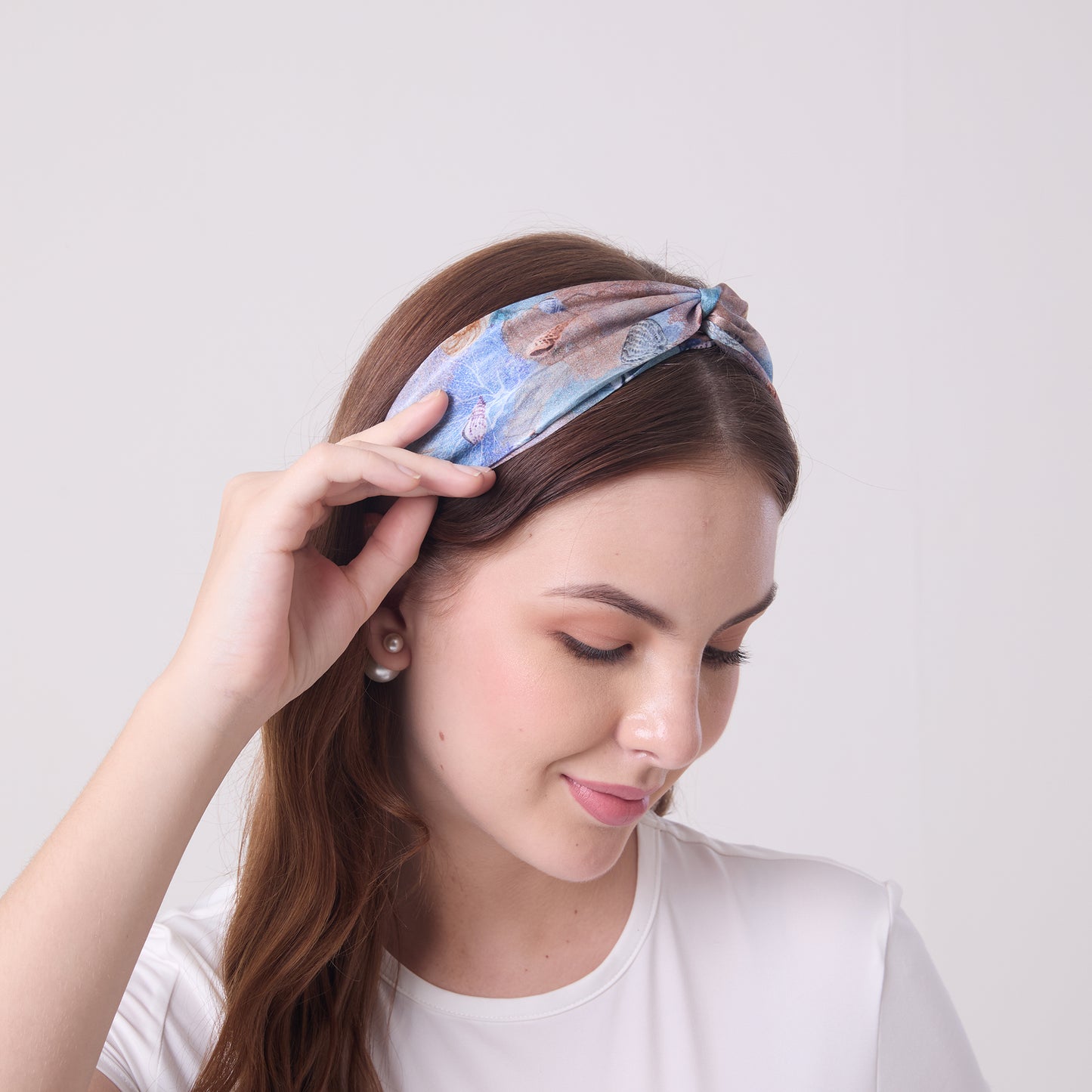 MULBERRY SILK HEADBAND CORALS AND SHELLS