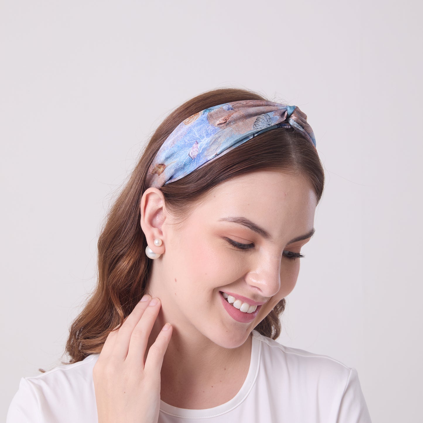 MULBERRY SILK HEADBAND CORALS AND SHELLS