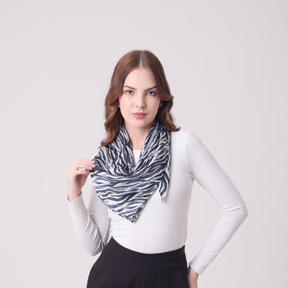 LARGE SQUARE SILK SCARF ZEBRA