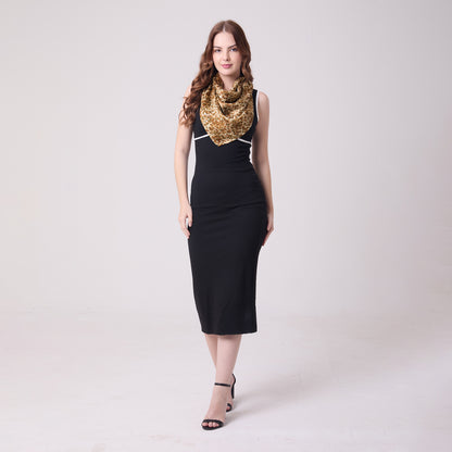 LARGE SQUARE SILK SCARF LEOPARD