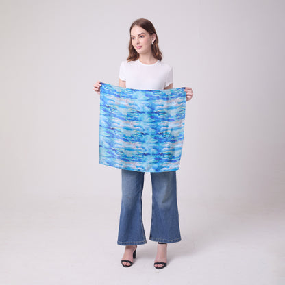 SATIN SILK NECKERCHIEF AQUA