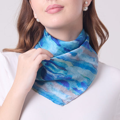 SATIN SILK NECKERCHIEF AQUA
