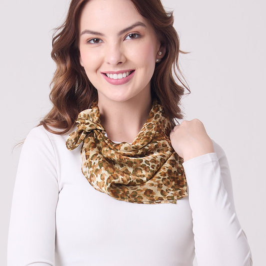 SATIN SILK NECKERCHIEF LEOPARD