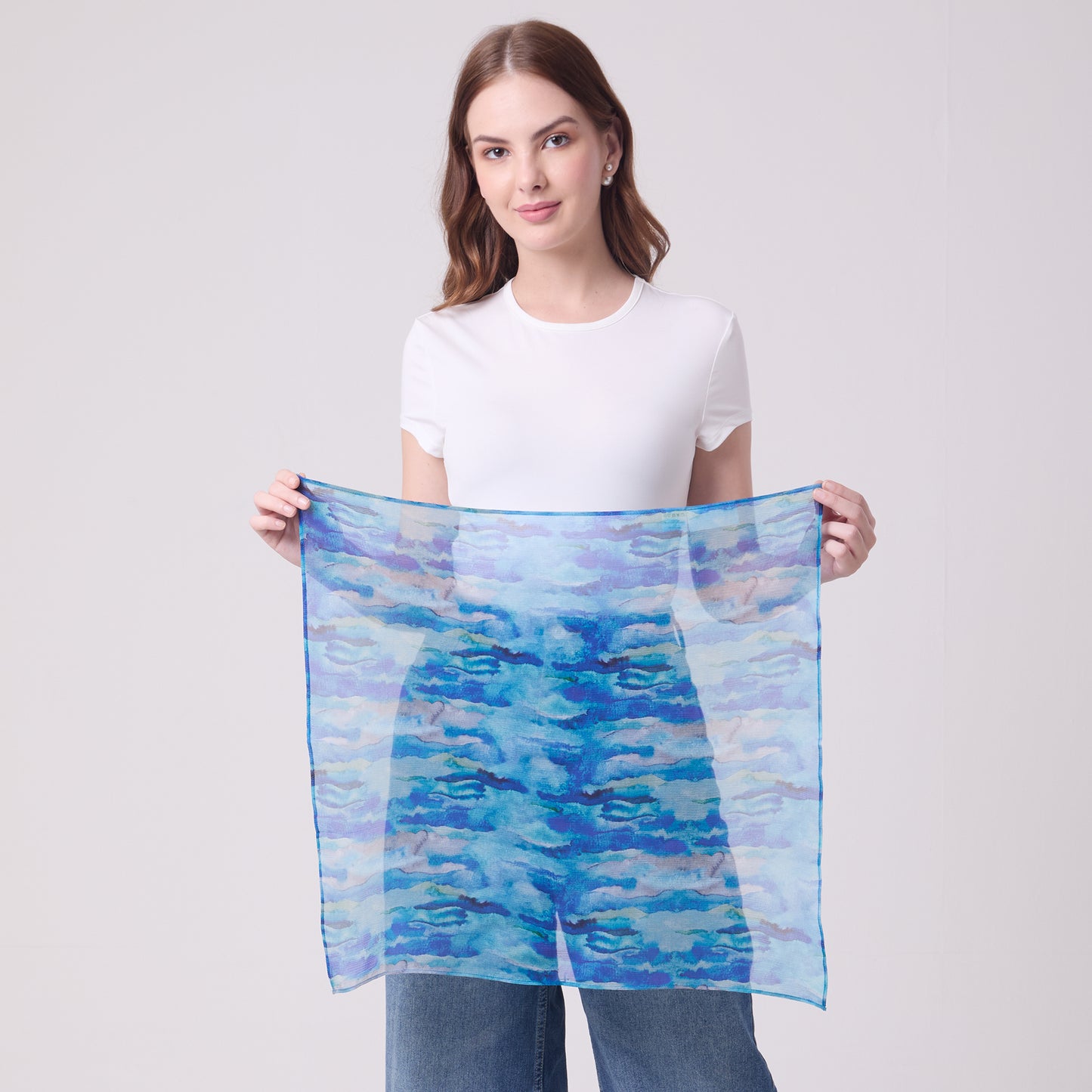 CHIFFON SILK NECKERCHIEF AQUA