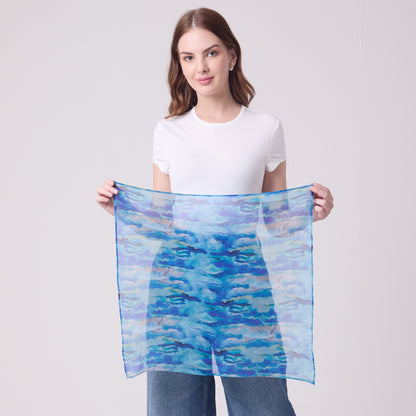 CHIFFON SILK NECKERCHIEF AQUA