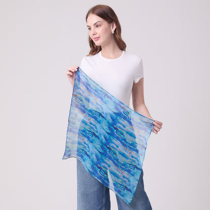 CHIFFON SILK NECKERCHIEF AQUA