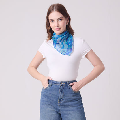 CHIFFON SILK NECKERCHIEF AQUA