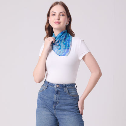 CHIFFON SILK NECKERCHIEF AQUA