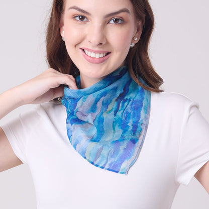 CHIFFON SILK NECKERCHIEF AQUA