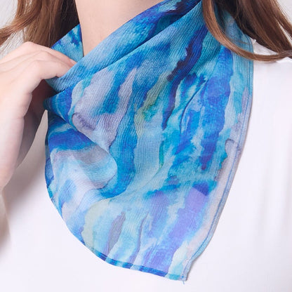 CHIFFON SILK NECKERCHIEF AQUA
