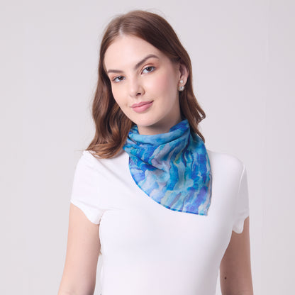 CHIFFON SILK NECKERCHIEF AQUA