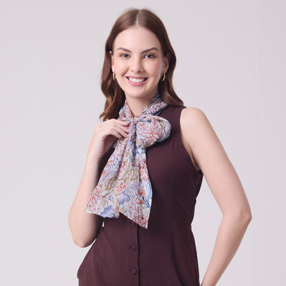 CHIFFON SILK LONG SCARF UNDERSEA TREASURES