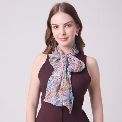 CHIFFON SILK LONG SCARF UNDERSEA TREASURES