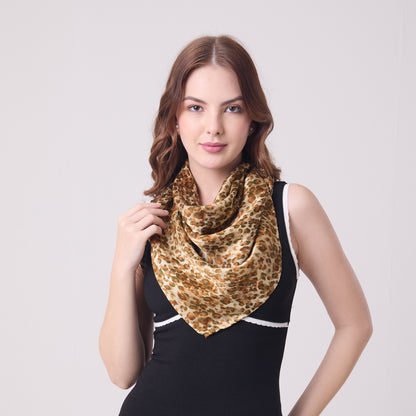 LARGE SQUARE SILK SCARF LEOPARD