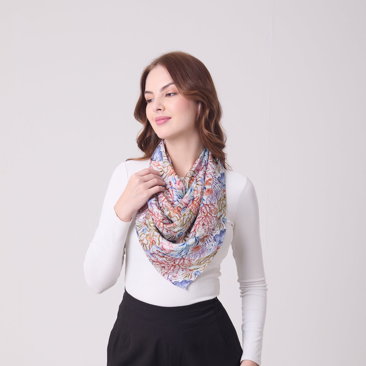 LARGE SQUARE SCARF UNDERSEA TREASURES