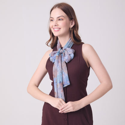 CHIFFON SILK LONG SCARF CORALS AND SHELLS