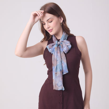 CHIFFON SILK LONG SCARF CORALS AND SHELLS