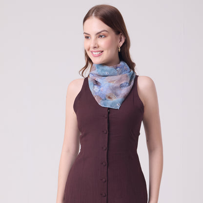 CHIFFON SILK NECKERCHIEF CORALS AND SHELLS