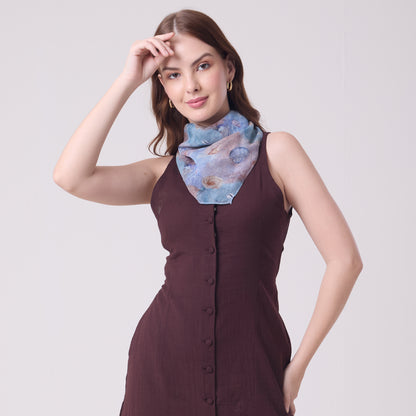 CHIFFON SILK NECKERCHIEF CORALS AND SHELLS
