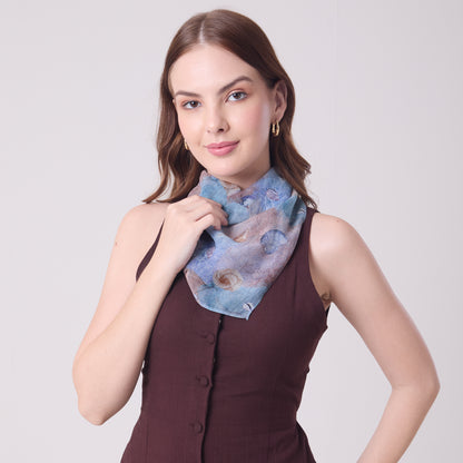 CHIFFON SILK NECKERCHIEF CORALS AND SHELLS