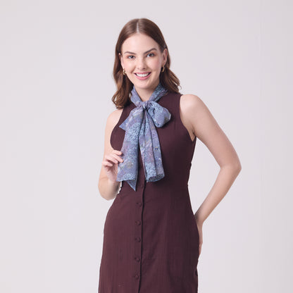 CHIFFON SILK LONG SCARF ALLIUMS AND DRAGONFLIES