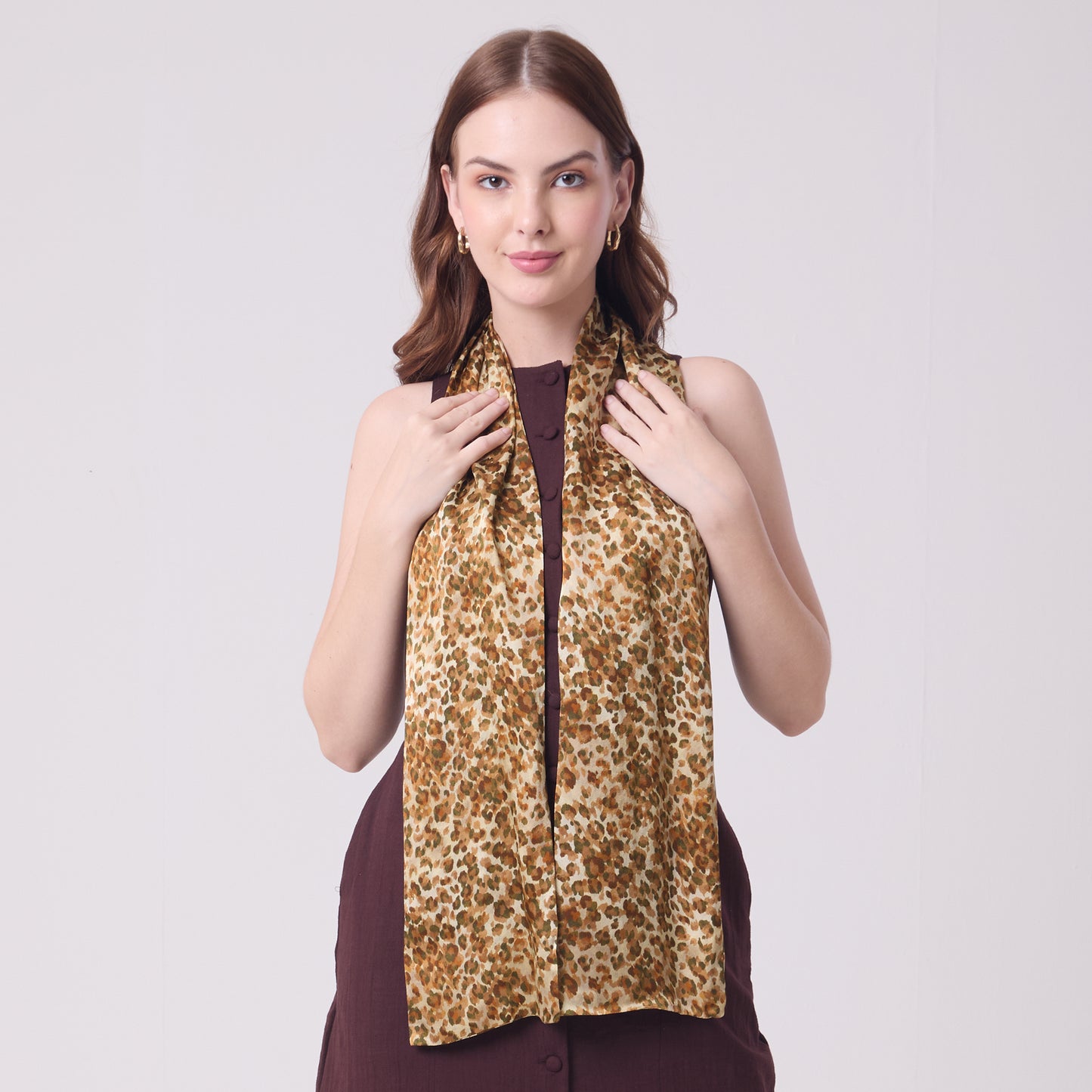 DOUBLE SIDED SILK SCARF LEOPARD