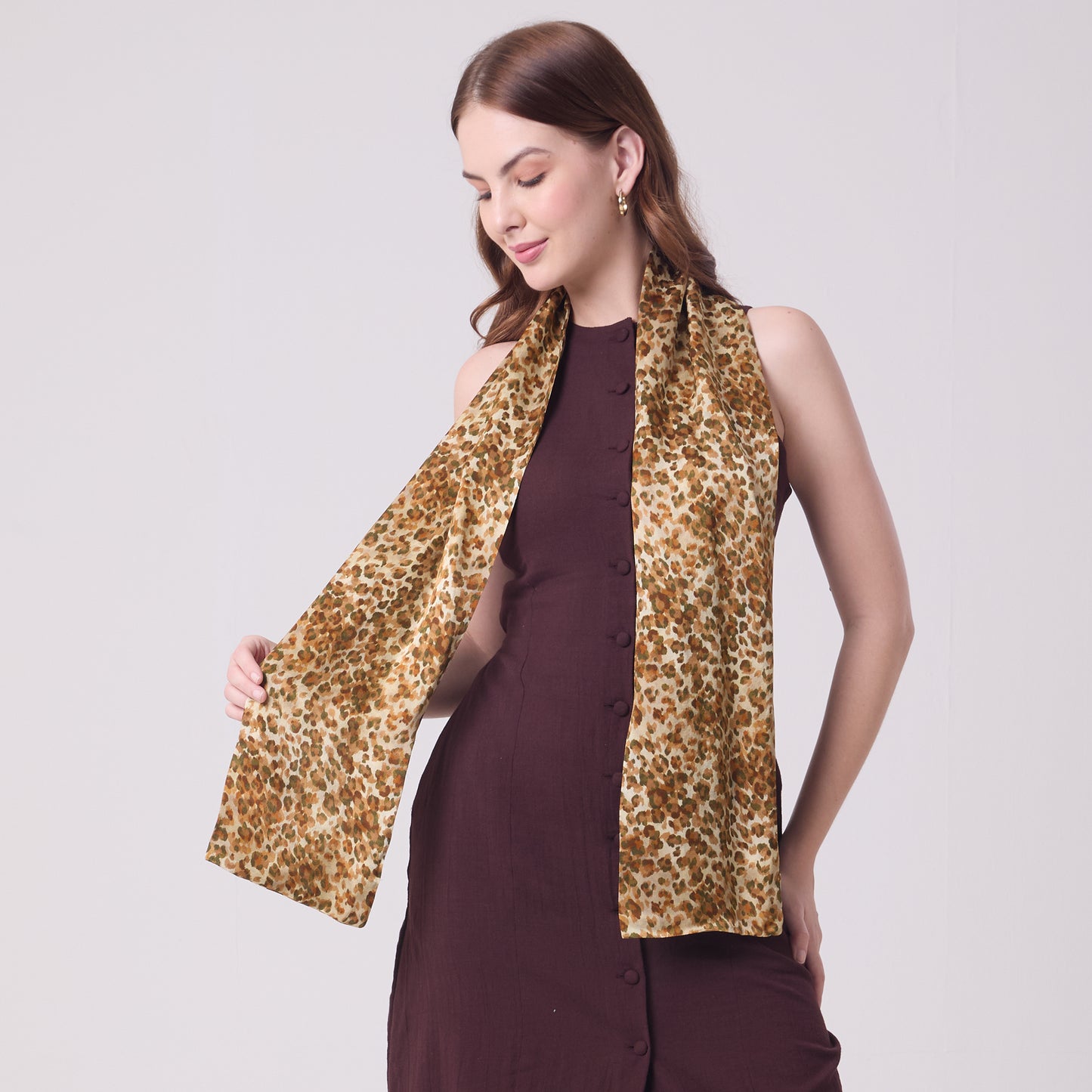 DOUBLE SIDED SILK SCARF LEOPARD