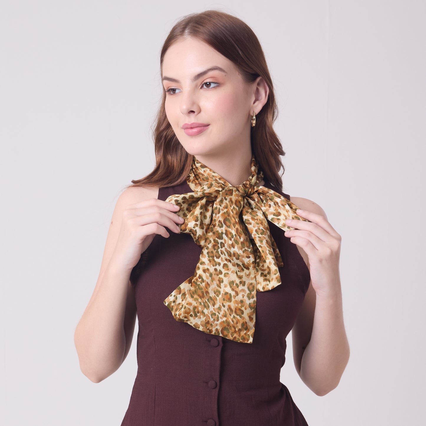 DOUBLE SIDED SILK SCARF LEOPARD