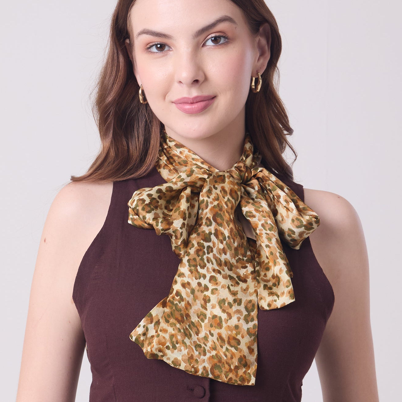 DOUBLE SIDED SILK SCARF LEOPARD