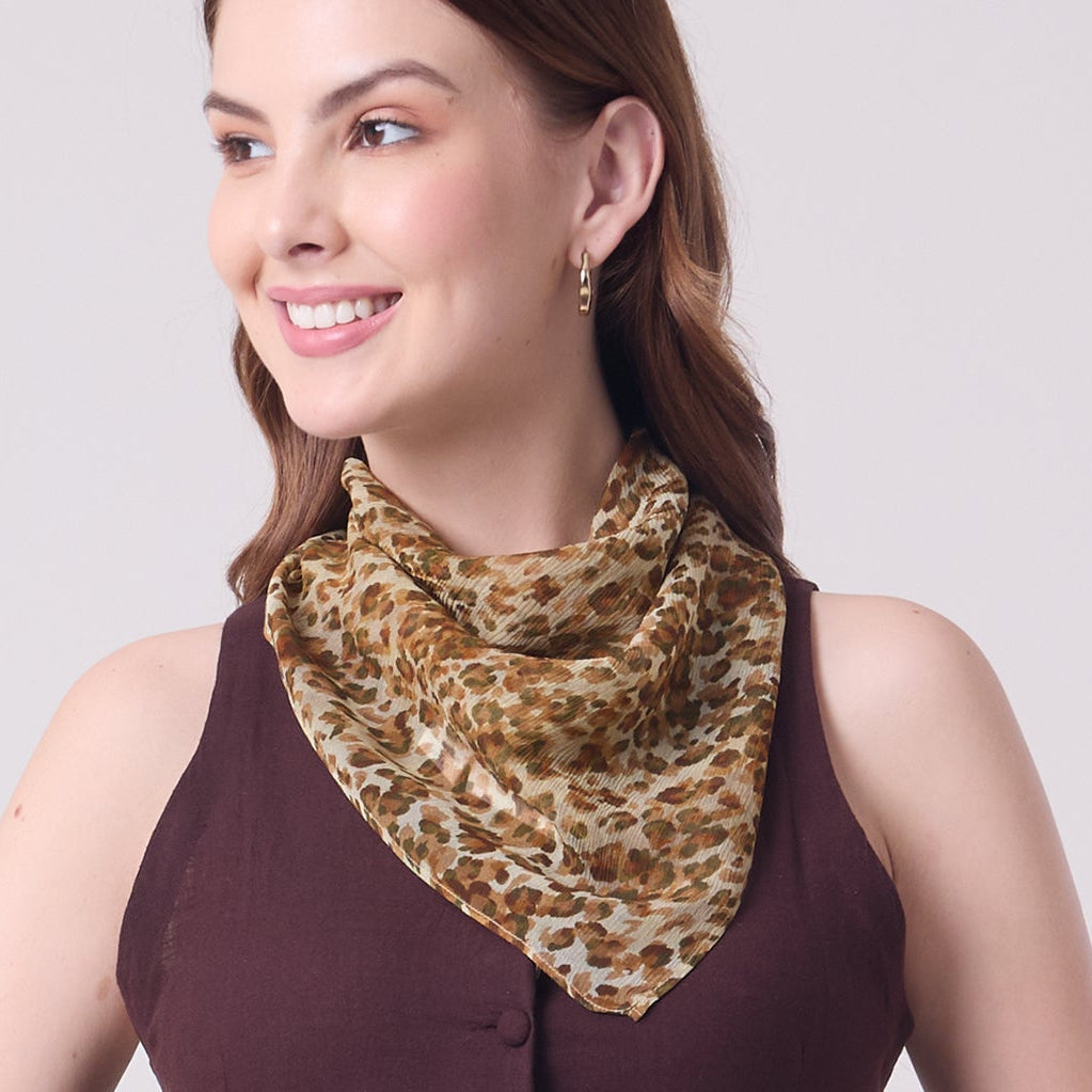 CHIFFON SILK NECKERCHIEF LEOPARD