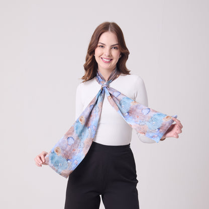 LONG DOUBLE SIDED SILK SCARF CORALS AND SHELLS