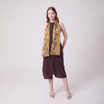 LONG HANDROLL HEMMED SCARF LEOPARD