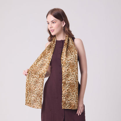 LONG HANDROLL HEMMED SCARF LEOPARD