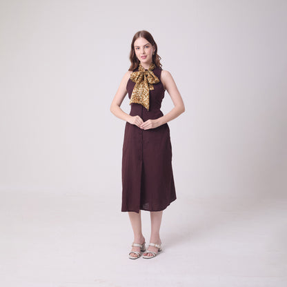 LONG HANDROLL HEMMED SCARF LEOPARD