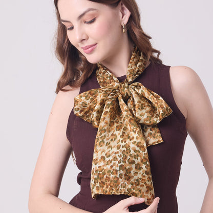 LONG HANDROLL HEMMED SCARF LEOPARD
