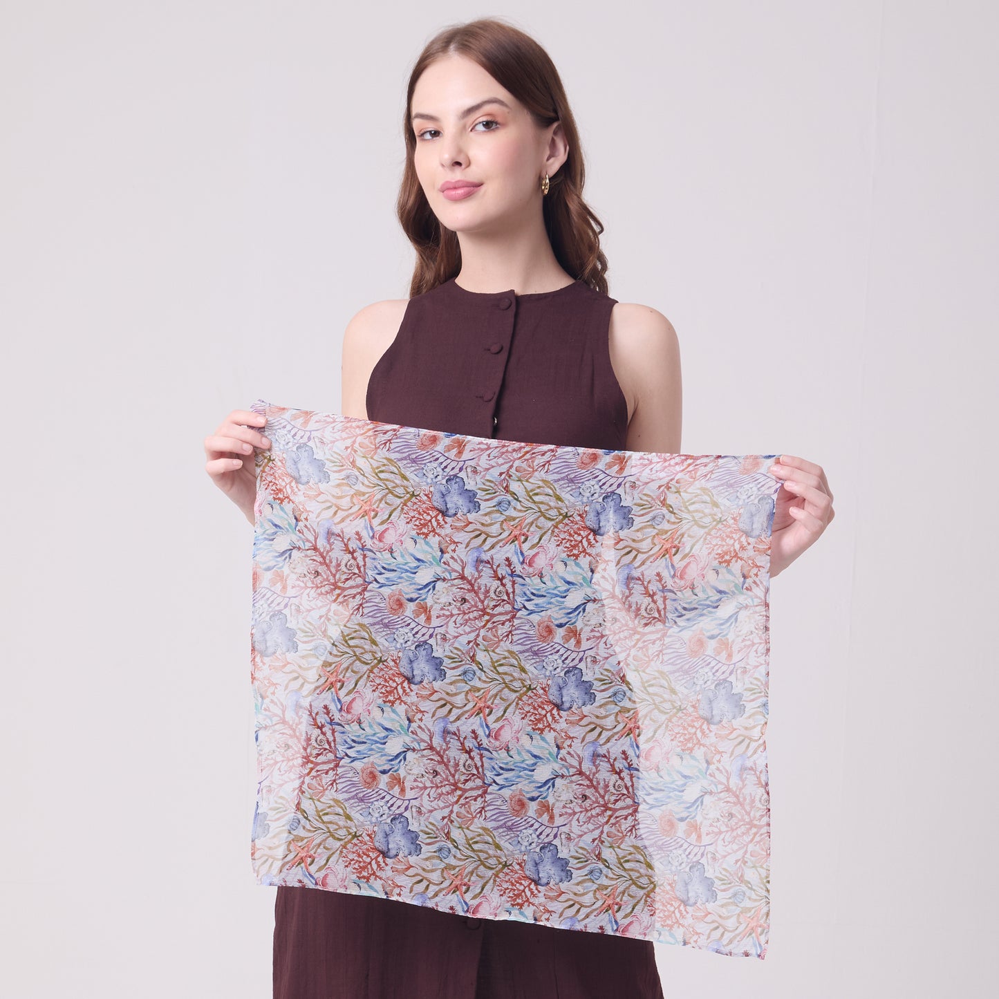 CHIFFON SILK NECKERCHIEF UNDERSEA TREASURES