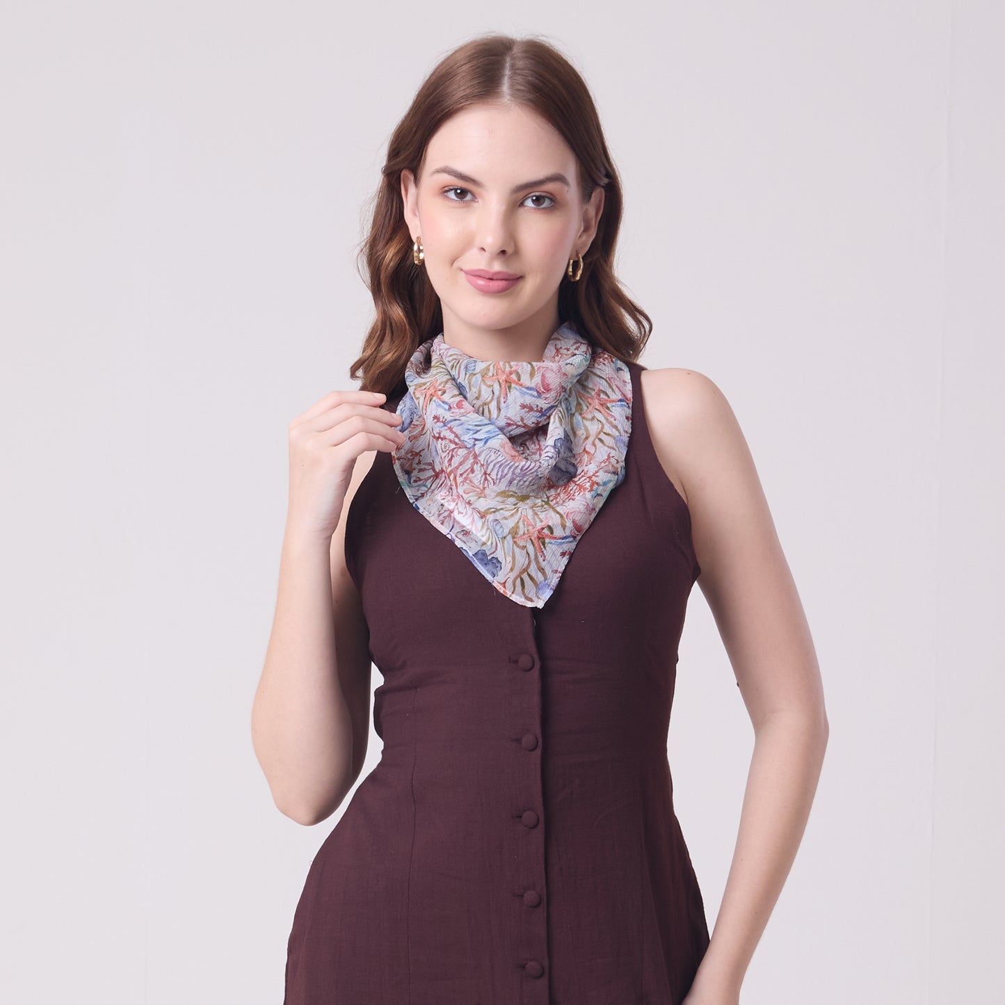 CHIFFON SILK NECKERCHIEF UNDERSEA TREASURES