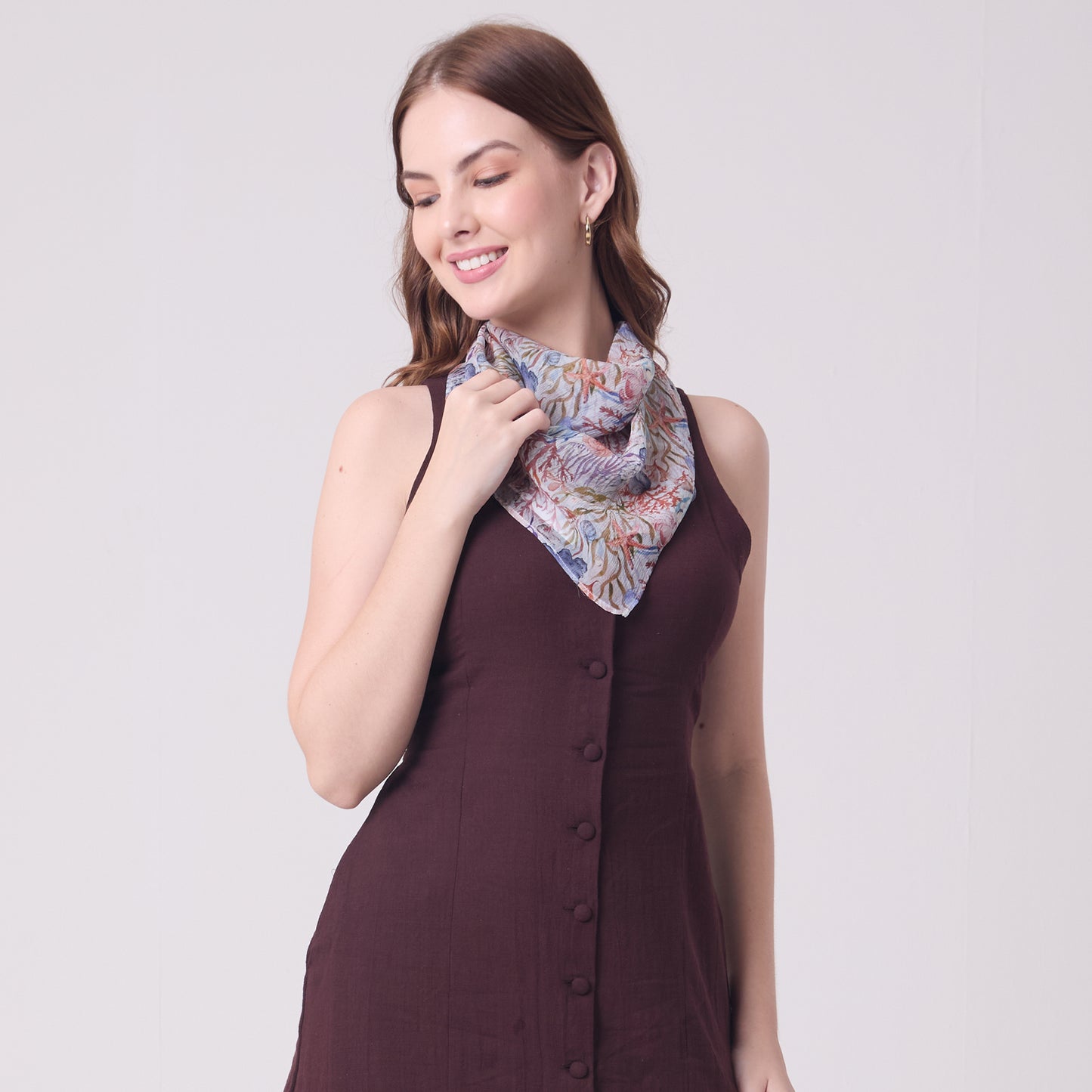 CHIFFON SILK NECKERCHIEF UNDERSEA TREASURES