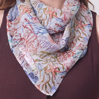 CHIFFON SILK NECKERCHIEF UNDERSEA TREASURES