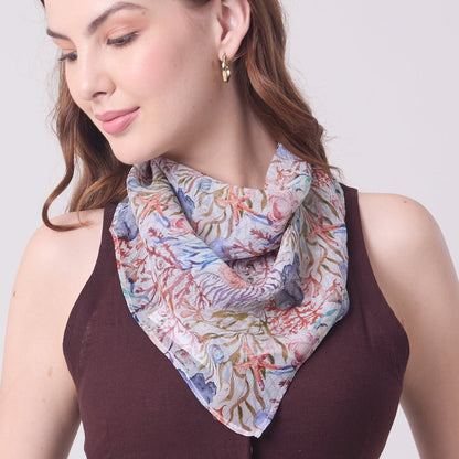 CHIFFON SILK NECKERCHIEF UNDERSEA TREASURES
