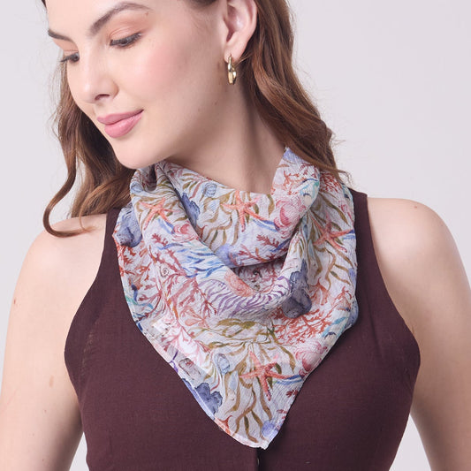 CHIFFON SILK NECKERCHIEF UNDERSEA TREASURES